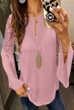 Elegant Solid Lace O Neck Tops