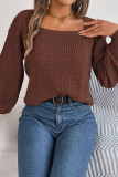 Casual Simplicity Solid Patchwork Square Collar Tops