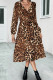 Casual College Animal Print Frenulum Printing V Neck A Line Dresses