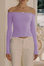 Sexy Simplicity Solid With Bow Off the Shoulder Tops