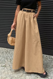 Street Solid Pocket Loose High Waist Type A Solid Color Bottoms(No Belt)