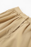 Street Solid Pocket Loose High Waist Type A Solid Color Bottoms(No Belt)