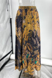 Elegant College Print Patchwork Loose High Waist Type A Full Print Bottoms