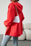 Casual Solid Pocket Hooded Collar Tops