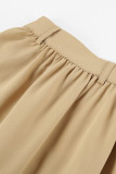 Street Solid Pocket Loose High Waist Type A Solid Color Bottoms(No Belt)