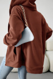 Casual Solid Pocket Hooded Collar Tops