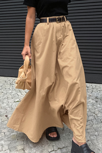 Street Solid Pocket Loose High Waist Type A Solid Color Bottoms(No Belt)