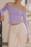 Sexy Simplicity Solid With Bow Off the Shoulder Tops