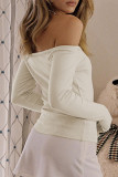 Sexy Simplicity Solid With Bow Off the Shoulder Tops