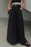 Street Solid Pocket Loose High Waist Type A Solid Color Bottoms(No Belt)