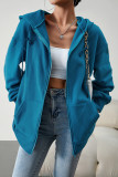Casual Solid Pocket Hooded Collar Tops