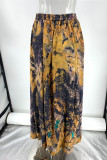 Elegant College Print Patchwork Loose High Waist Type A Full Print Bottoms