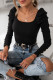 Casual Elegant Solid Buttons Fold Square Collar Tops