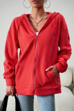 Casual Solid Pocket Hooded Collar Tops