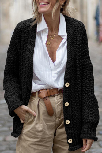 Casual Simplicity Solid Buttons Cardigan Collar Outerwear