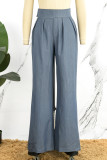 Casual Street Solid Patchwork Pocket Loose Low Waist Wide Leg Solid Color Bottoms