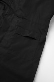 Elegant Solid Pocket Hooded Collar Outerwear