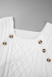 Casual Solid Buttons O Neck Tops