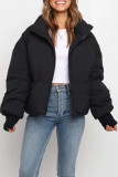 Casual Solid Pocket Zipper Mandarin Collar Outerwear