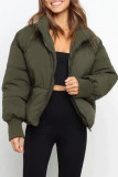 Casual Solid Pocket Zipper Mandarin Collar Outerwear