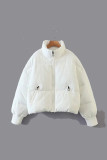 Casual Solid Pocket Zipper Mandarin Collar Outerwear