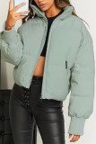 Casual Solid Pocket Zipper Mandarin Collar Outerwear