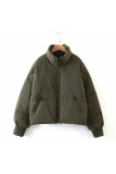 Casual Solid Pocket Zipper Mandarin Collar Outerwear
