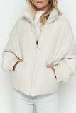 Casual Solid Pocket Zipper Mandarin Collar Outerwear