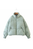 Casual Solid Pocket Zipper Mandarin Collar Outerwear