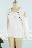 Casual Solid Buttons O Neck Tops