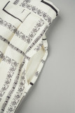 Casual Floral Pocket Turndown Collar Long Sleeve Two Pieces