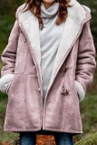 Casual Solid Patchwork Pocket Hooded Collar Outerwear