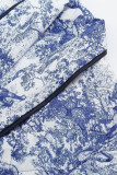 Street Print Pocket Turndown Collar Outerwear