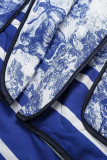Street Print Pocket Turndown Collar Outerwear
