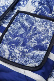 Street Print Pocket Turndown Collar Outerwear