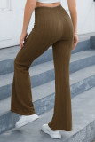Casual Simplicity Solid Patchwork Regular High Waist Speaker Solid Color Bottoms