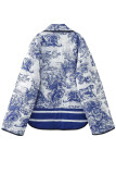 Street Print Pocket Turndown Collar Outerwear
