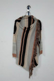 Casual Striped Tassel Buttons Cardigan Collar Outerwear