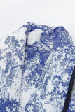 Street Print Pocket Turndown Collar Outerwear