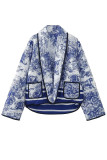 Street Print Pocket Turndown Collar Outerwear