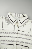 Casual Floral Pocket Turndown Collar Long Sleeve Two Pieces