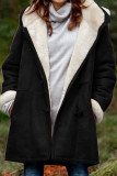 Casual Solid Patchwork Pocket Hooded Collar Outerwear