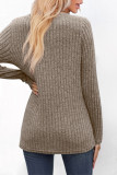 Casual Solid Buttons V Neck Tops