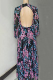 Elegant Floral Patchwork O Neck Printed Dress Dresses