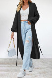 Elegant Solid Frenulum Cardigan Collar Outerwear