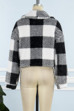 Elegant Plaid Contrast Turndown Collar Outerwear