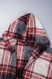 Street British Style Plaid Contrast Hooded Collar Outerwear