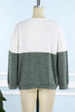 Casual Color Block Cross Straps Contrast V Neck Tops