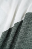 Casual Color Block Cross Straps Contrast V Neck Tops