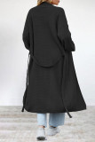 Elegant Solid Frenulum Cardigan Collar Outerwear